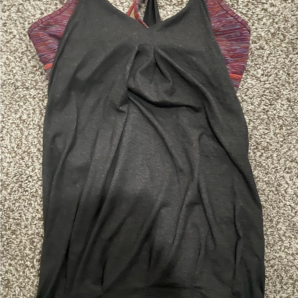 Black and Multicolor Athletic Tank Top